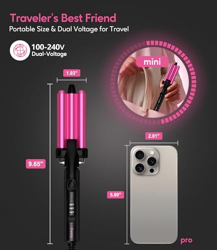 Mini 3 Barrel Hair Waver Portable Beach Wave Curling Iron Short Hair