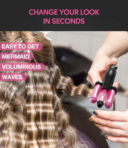 Mini 3 Barrel Hair Waver Portable Beach Wave Curling Iron Short Hair