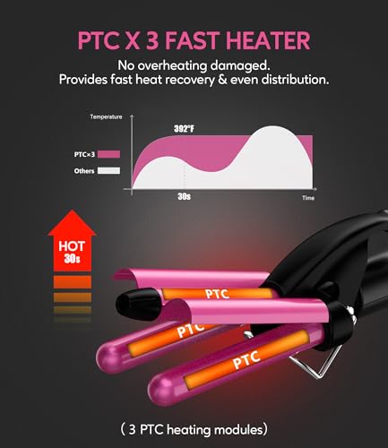 Mini 3 Barrel Hair Waver Portable Beach Wave Curling Iron Short Hair
