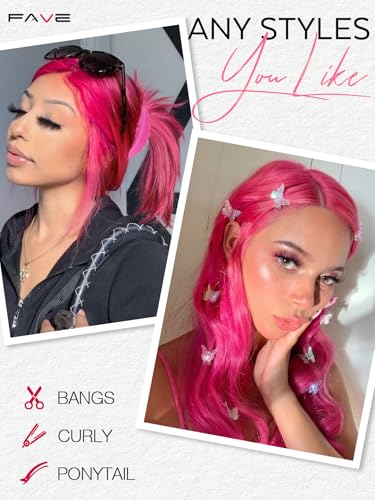 Hot Pink Long Straight Wig