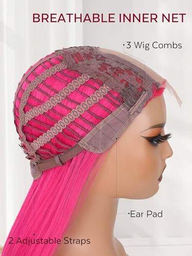 Hot Pink Long Straight Wig