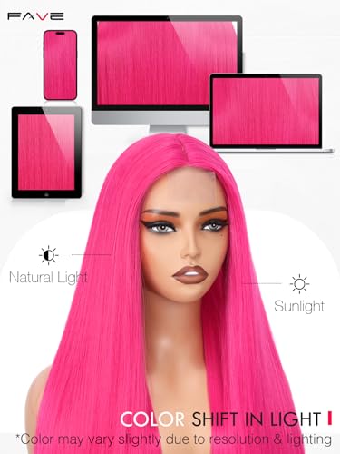 Hot Pink Long Straight Wig