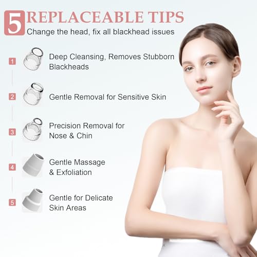 Blackhead Remover Pore Vacuum 5 Attachments 3 Suction Levels White