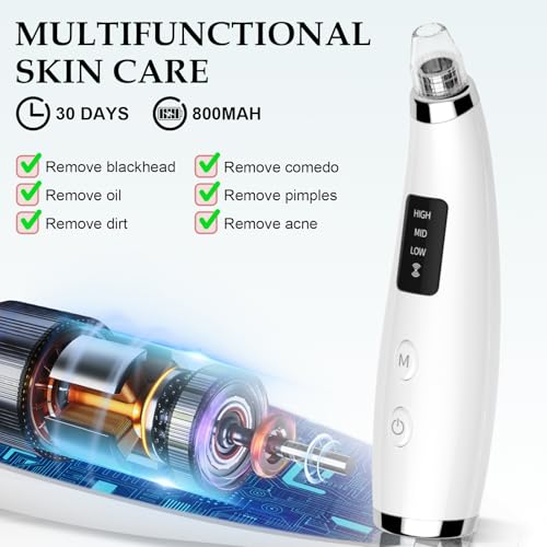 Blackhead Remover Pore Vacuum 5 Attachments 3 Suction Levels White
