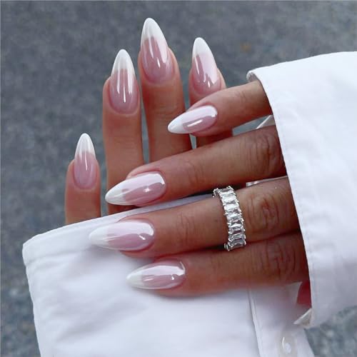 Press On Nails Almond Fake Nails French Tip False Nails Press