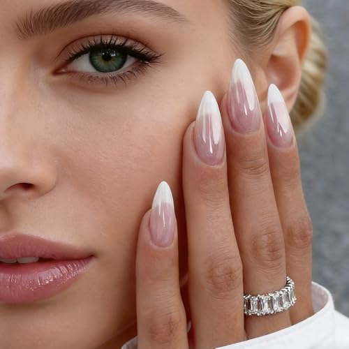 Press On Nails Almond Fake Nails French Tip False Nails Press