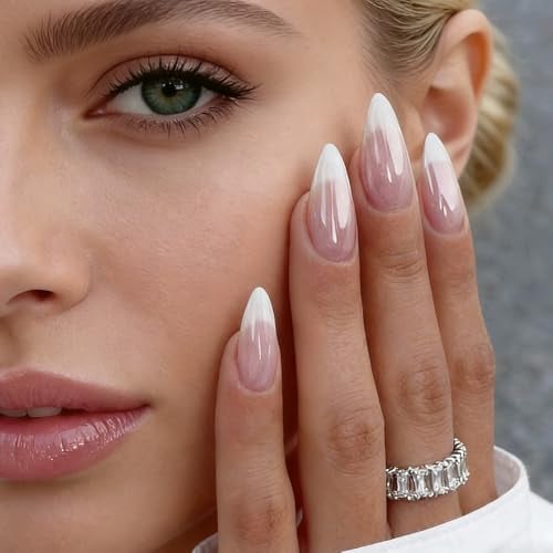 Press On Nails Almond Fake Nails French Tip False Nails Press