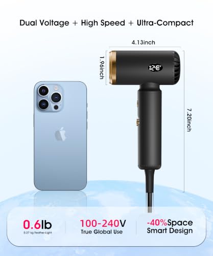 Dual Voltage Travel Hair Dryer with Diffuser