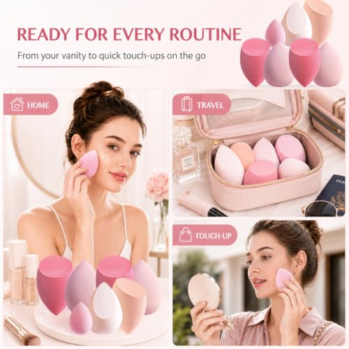 Foonbe Makeup Sponge Set, 7 Pcs Multi Colored Blende