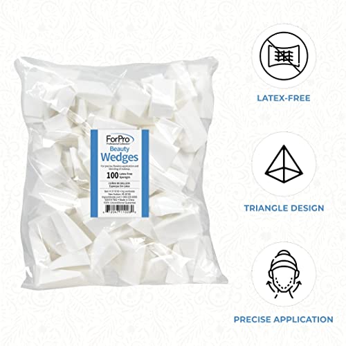 ForPro Beauty Wedges, 100ct, Latex Free Foam Sponges