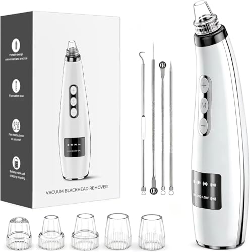 Blackhead Remover Vacuum Facial Pore Extractor 5 Suction Levels 5 Probes
