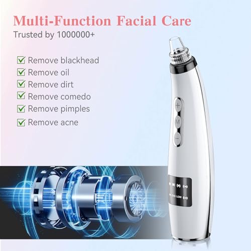 Blackhead Remover Vacuum Facial Pore Extractor 5 Suction Levels 5 Probes