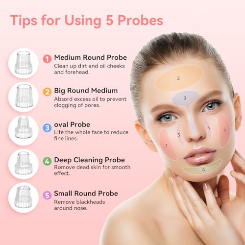 Blackhead Remover Vacuum Facial Pore Extractor 5 Suction Levels 5 Probes