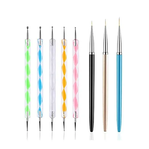 5PCS Dotting Pens with 3 PCS Nail Painting Brushes