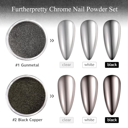 Black Chrome Nail Powder Set