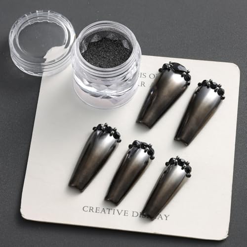 Black Chrome Nail Powder Set
