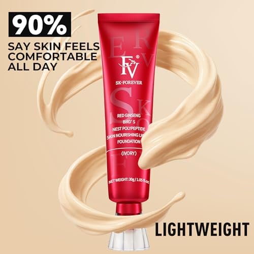 Matte Waterproof Foundation, Longwear Transfer-Proof, with Medium to Full Coverage, Oil-control & Lightweight, Liquid Foundation Makeup for Oily/Normal Skin, 30g, Classic Ivory