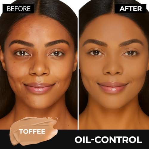Matte Waterproof Foundation-Longwear Transfer-Proof, with Medium to Full Coverage, Oil-control & Lightweight, Liquid Foundation Makeup for Normal/Oily Skin, 30g, Toffee