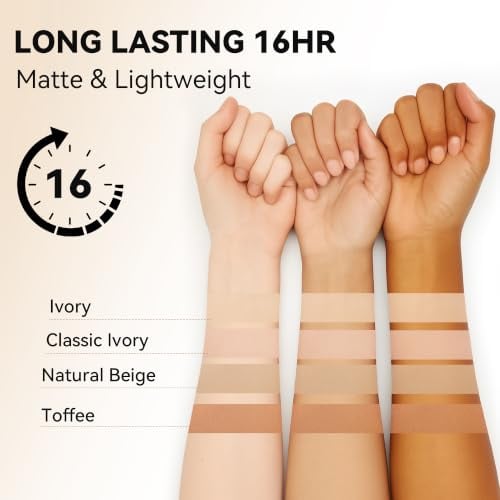 Matte Waterproof Foundation-Longwear Transfer-Proof, with Medium to Full Coverage, Oil-control & Lightweight, Liquid Foundation Makeup for Normal/Oily Skin, 30g, Toffee
