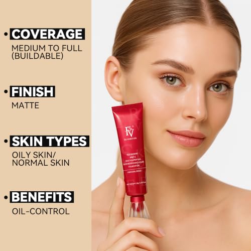 Matte Waterproof Foundation-Longwear Transfer-Proof, with Medium to Full Coverage, Oil-control & Lightweight, Liquid Foundation Makeup for Normal/Oily Skin, 30g, Natural Beige