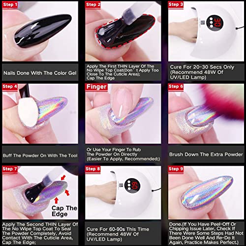 Holographic Unicorn Chrome Nail Powder Rainbow