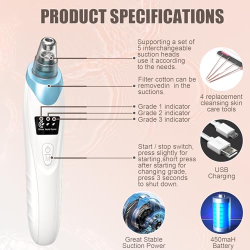 Blackhead Remover Pore Vacuum Facial Pore Cleaner Blue