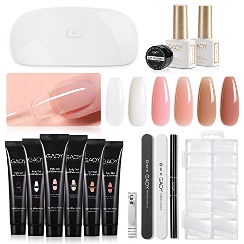 Poly Gel Nail Kit with UV Light Starter Kit 6 Pcs