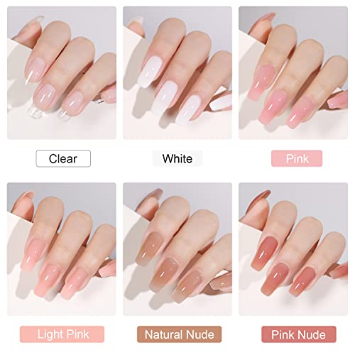 Poly Gel Nail Kit with UV Light Starter Kit 6 Pcs