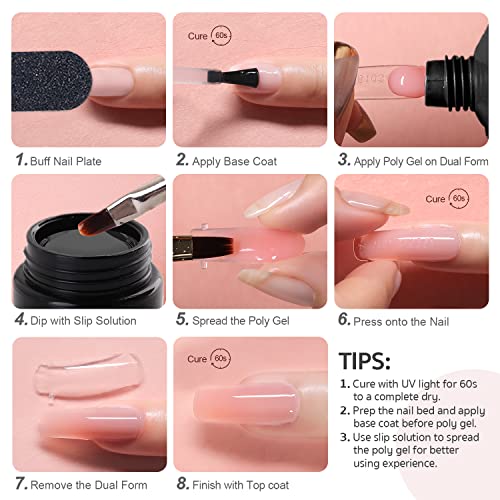 Poly Gel Nail Kit with UV Light Starter Kit 6 Pcs