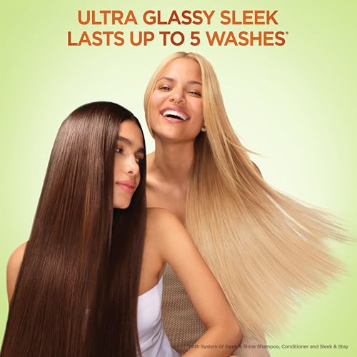 Fructis Sleek & Shine Shampoo and Conditioner Set with Anti-Frizz Serum for Frizzy Hair, Up to 72H of Frizz Control, Smooths Flyaways & Boosts Shine, 3 Items 29.6 Fl Oz (Pa