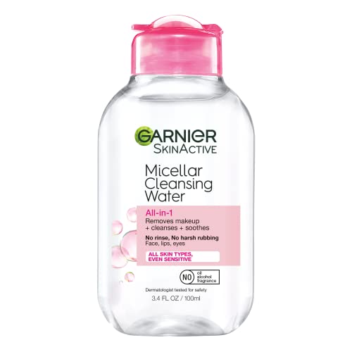 Micellar Cleansing Water, All-in-1 Makeup Remover and Facial Cleanser, For All Skin Types, 3.4 Fl Oz (100mL), 1 Count (Packaging May Vary)