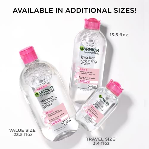 Micellar Cleansing Water, All-in-1 Makeup Remover and Facial Cleanser, For All Skin Types, 3.4 Fl Oz (100mL), 1 Count (Packaging May Vary)