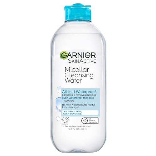 Micellar Water For Waterproof Makeup, Hydrating Facial Cleanser & Makeup Remover, Suitable for Sensitive Skin, Vegan, Cruelty Free, 13.5 Fl Oz (400mL), 1 Count