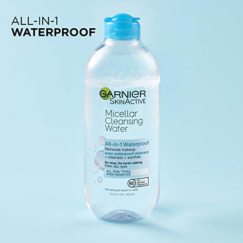Micellar Water For Waterproof Makeup, Hydrating Facial Cleanser & Makeup Remover, Suitable for Sensitive Skin, Vegan, Cruelty Free, 13.5 Fl Oz (400mL), 1 Count