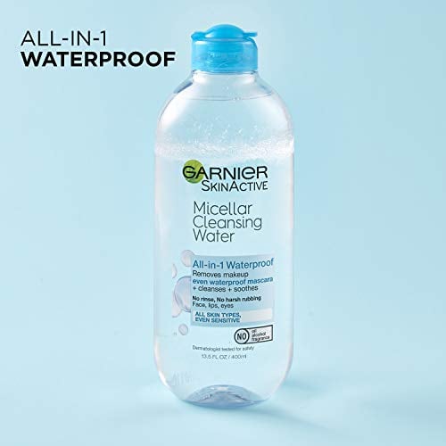 Micellar Water For Waterproof Makeup, Hydrating Facial Cleanser & Makeup Remover, Suitable for Sensitive Skin, Vegan, Cruelty Free, 13.5 Fl Oz (400mL), 1 Count