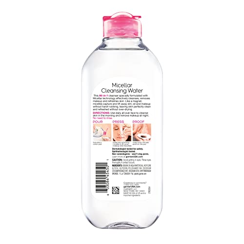 Micellar Water, Hydrating Facial Cleanser & Makeup Remover, Suitable for Sensitive Skin, Vegan, Cruelty Free, 13.5 Fl Oz (400mL), 1 Count