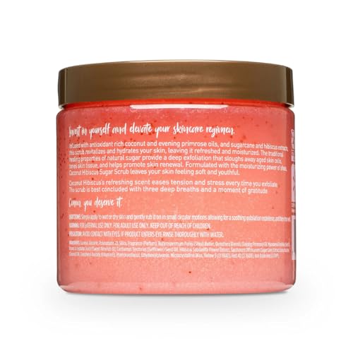 Coconut Hibiscus Body Scrub – Exfoliating Sugar Scrub for Soft, Glowing Skin – Hydrating Body Polish, Smooth & Radiant Skin, Tropical Scent for Women, 18 oz