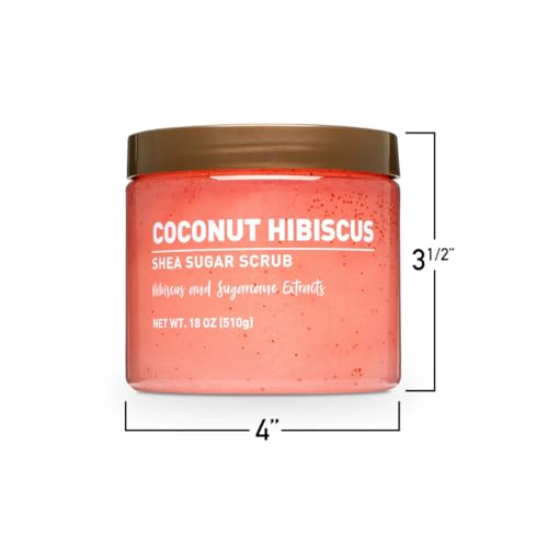 Coconut Hibiscus Body Scrub – Exfoliating Sugar Scrub for Soft, Glowing Skin – Hydrating Body Polish, Smooth & Radiant Skin, Tropical Scent for Women, 18 oz