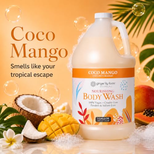 Botanicals Nourishing Body Wash, Coco Mango, 100% Vegan & Cruelty-Free, Coconut Mango Scent, 1 Gallon (128 fl oz) Refill