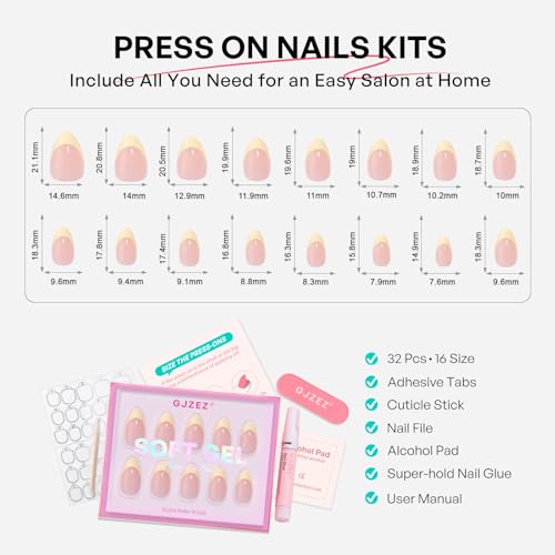32Pcs Press On Nails Soft Gel Fake Nail