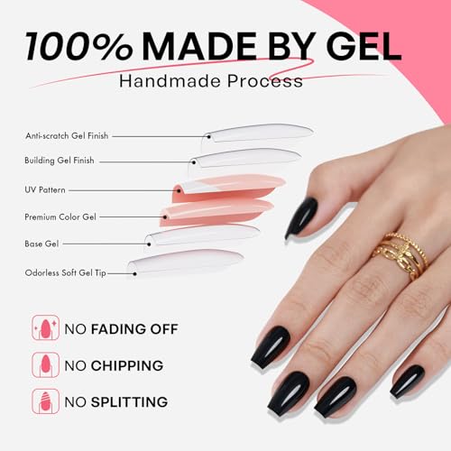 GJZEZ solid black soft gel press-ons