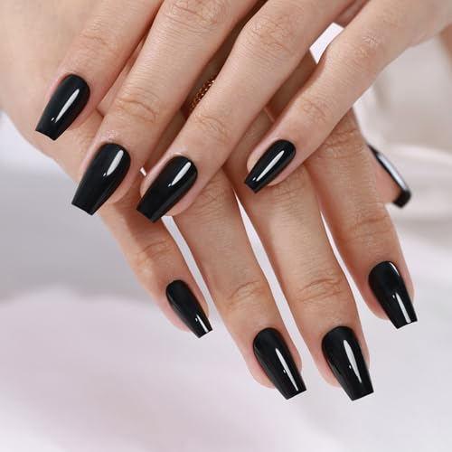 GJZEZ solid black soft gel press-ons