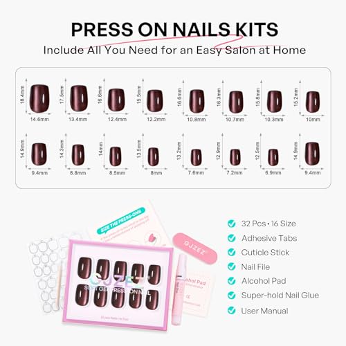 32Pcs Soft Gel Press on Nails with Glue
