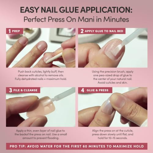 Super Strong Brush On Nail Glue | Brush Tip Applicator