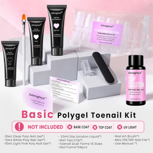 Polygel Toenail Kit with Dual Forms