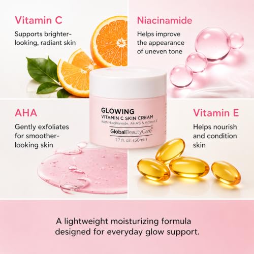 Glowing Vitamin C Skin Cream - Radiant Face Moisturizer to Improve Appearance of Uneven Sk