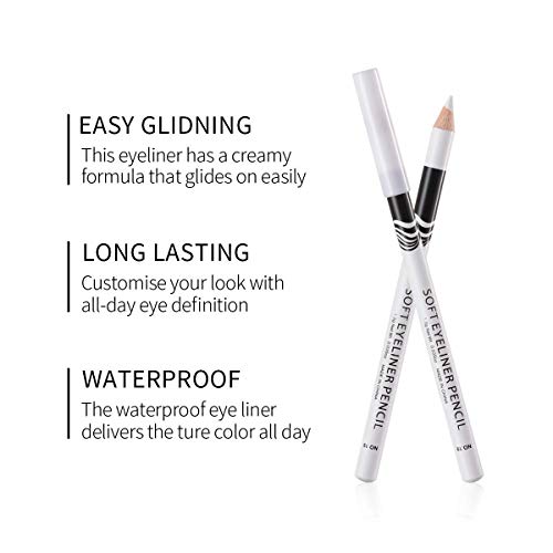 12 PCS White Eyebrow Eyeliner Pencils