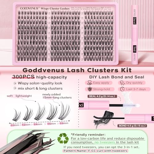 Goddvenus Lash Clusters Kit Wispy Eyelash Clusters L