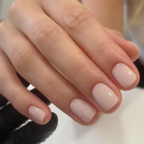 Nude Press on Nails Short Fake Nails Solid Color False Acrylic Nails