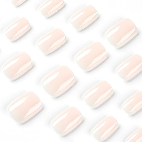 Nude Press on Nails Short Fake Nails Solid Color False Acrylic Nails